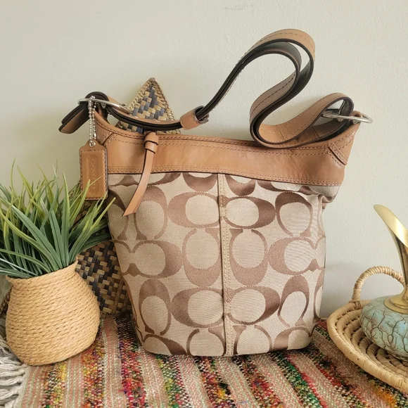 Coach Shoulder Bag bucket convertible crossbody bag Tan Vintage Style - Picture 4 of 12